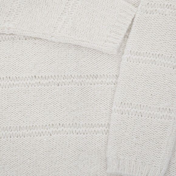 Chicos NWT Sweetheart Bateau Sequin Shimmer Sweater 2/L Alpaca Ecru Quiet Luxury - Picture 5 of 9